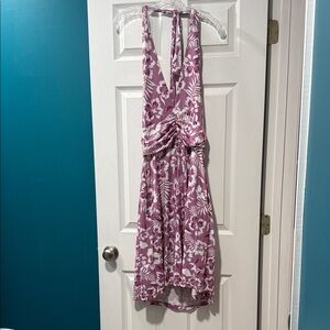 Purple and White Floral Halter Dress